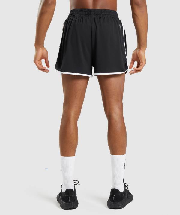 Panske Šortky Gymshark Recess 3" Čierne Biele | JT4910652